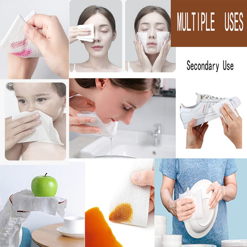 Cotton Facial Dry Wipes 100 Count, Deeply Cleansing Disposable Face Towel Cotton Tissue, Multi-Purpose for Skin Care, Facial Tissue for Cleansing,...