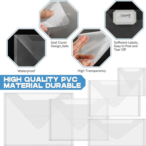 Briartw 30 PACK Storage Bag,Resealable Plastic Envelopes Pockets for Cutting Dies Stencil Crafts Organizer Holder,6x8.75"Clear Storage Envelopes f...