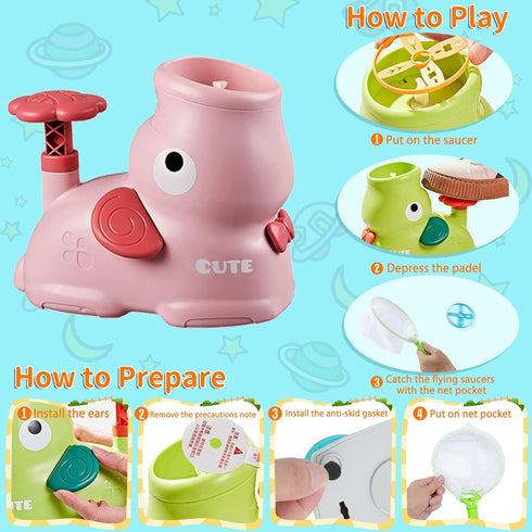 Outdoor Toys for Kids Ages 4-8, Flying Disc Launcher Toy for Kids with 8 Flying Discs 2 Net Pockets Kids Outside Toys for 4 5 6 7 8 Years Old Kids...