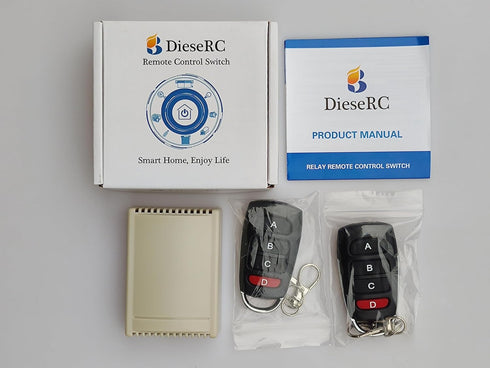 DieseRC DC 12V 24V 4CH Wireless Remote Control Switch DC 6-30V 10A 4-Channels 433Mhz Radio Frequency Relay Receiver with 2 RF Transmitters for Lig...