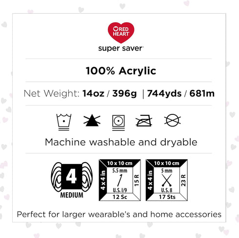 Red Heart Super Saver Jumbo Spring Green Yarn - 2 Pack of 396g/14oz - Acrylic - 4 Medium (Worsted) - 744 Yards - Knitting/Crochet......