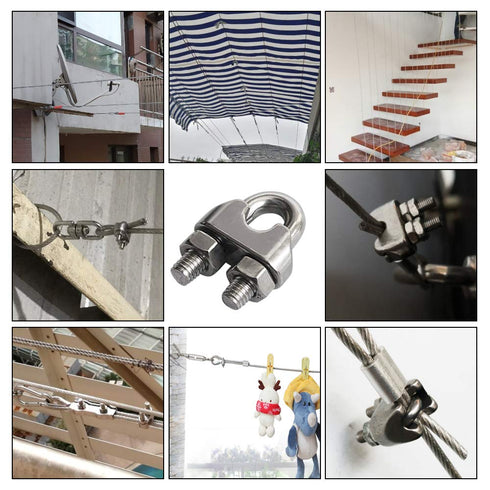 1/8 Inch M3 Wire Rope Cable Clip Clamp, 304 Stainless Steel, U Bolt Saddle Fastener, 22 Packs...