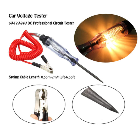 6V-12V-24V DC Car Circuit Tester Light, Professional Auto Voltage Continuity Test, Automotive Electrical Volt Test Light/Long Probe for Wire/Fuse/...
