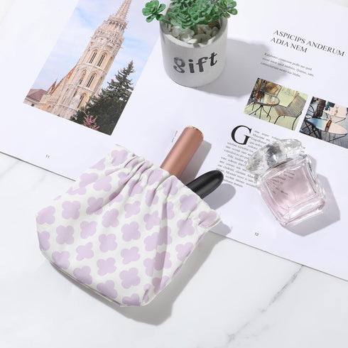Qianyu 3 Pcs Mini Makeup Bag Self-Closing Small Cosmetic Pouch No Zipper Waterproof Coin Purse Portable Travel Kit Toiletries Storage Case Organiz...