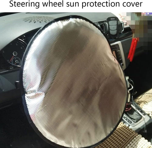 DONGKER Steering Wheel Sun Shade Cover,Anti-Heat Aluminum Foil Steering Wheel Heat Reflector Steering Wheel Sun Shade Block Cover for 15.75"/40cm ...