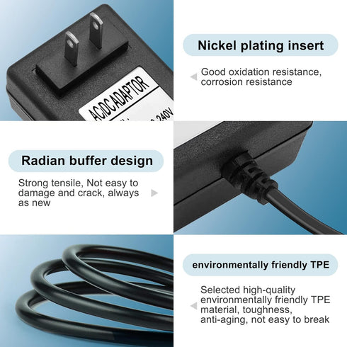 19V AC DC Charger Power Cord Compatible for Eufy RoboVac 11S 12 15C 25C 30C 35C, Pure Clean PUCRC 15 25 26B 90, Coredy Robotic R580 R650 R750 G800...