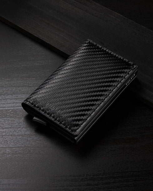 VULKIT Credit Card Holder RFID Blocking Leather Automatic Pop Up Wallet Aluminum Slim Pocket Business Card Case...