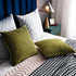 DEZENE 18x18 Moss Green Throw Pillow Cases: 2 Pack Original Striped Velvet Square Decorative Pillow Covers for Farmhouse Couch...