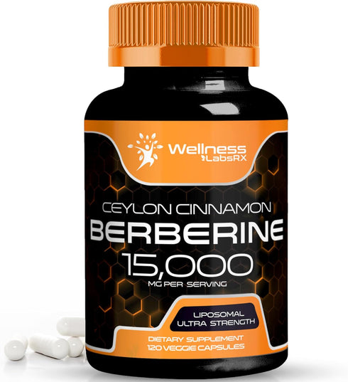 Berberine Supplement 15,000mg - Berberine with Ceylon Cinnamon, Liposomal Berberine Supplement Organic, Berberine Weight Loss, Metabolism, Cholest...