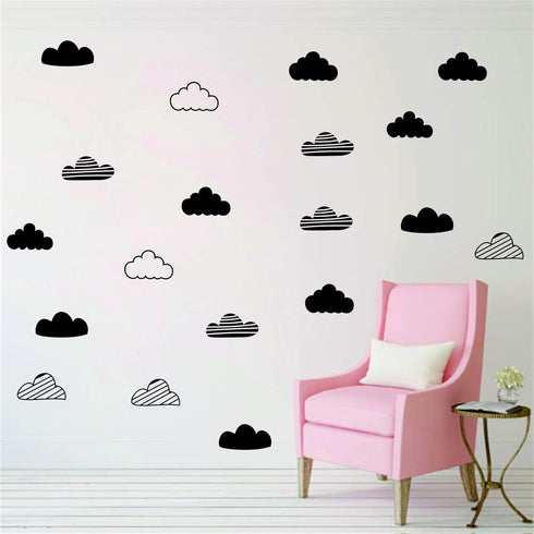 24 Pcs/Set Clouds Decal Vinyl Wall Sticker for Kids Room Nursery Decoration Boy Girl Child Bedroom Living Room Art Decor Home House Design Mural Y...