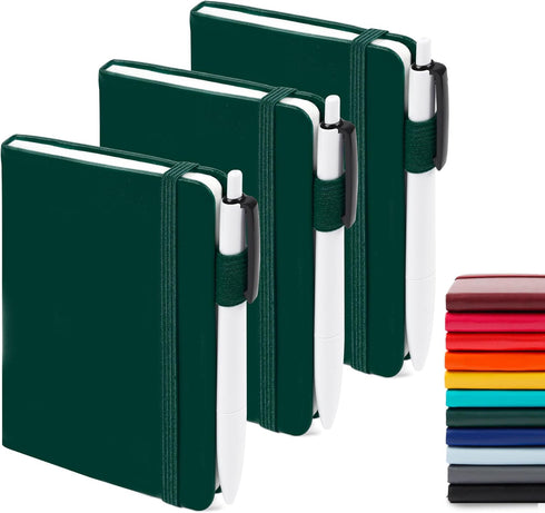 feela 3 Pack Pocket Notebook Journals with 3 Black Pens, A6 Mini Cute Small Journal Notebook Bulk Hardcover College Ruled Notepad with Pen Holder ...
