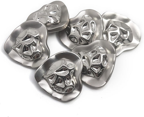 20 pcs Electroplate Heart Shape Metal Shank Sewing Coat Buttons -21mm -7/8"...