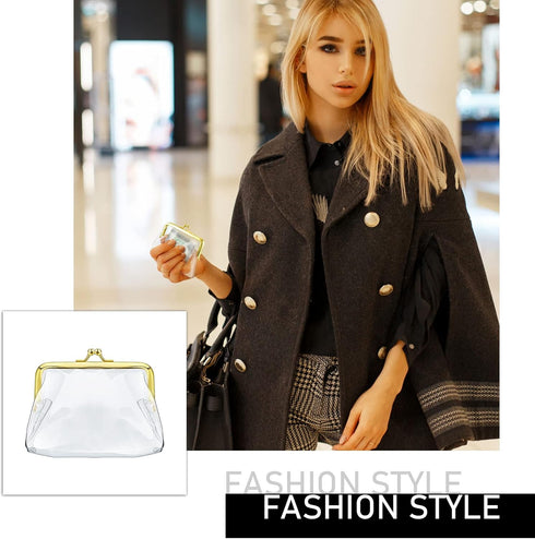 Weewooday 3 Pieces Clear Coin Purse Small Clear Wallet for Women Transparent Change Purse Kiss Lock Plastic PVC Coin Wallet (Gold)...