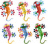 hogardeck Metal Gecko Outdoor Wall Decor, 6 Pack Lizard Wall Art Garden Sculptures & Statues with Free-adjustable Head Outdoor Spring Decor for Fr...