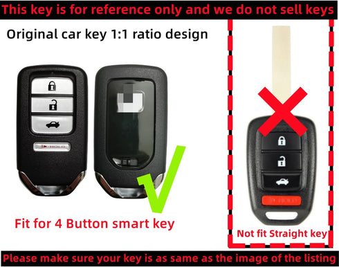 Silicone Rubber Key Fob Cover Compatible with 2013-2021 Honda Accord CR-V Civic Fit HR-V Odyssey Pilot Ridgeline (Not Fit Straight Key)...