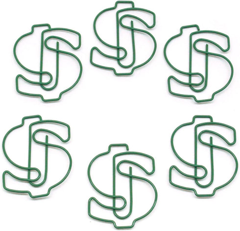 Money Dollar Sign $ Shaped Paper Clips Great for Paper Clip Collectors or Office Gift - Comes in Round Tin with Lid and Gift Box (100 Count Green)...