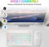Ultra-Slim Bluetooth Keyboard and Mouse Portable Mini Wireless Keyboard Rechargeable 7-Color Backlit for Apple iPad iPhone Samsung Tablet iPhone S...