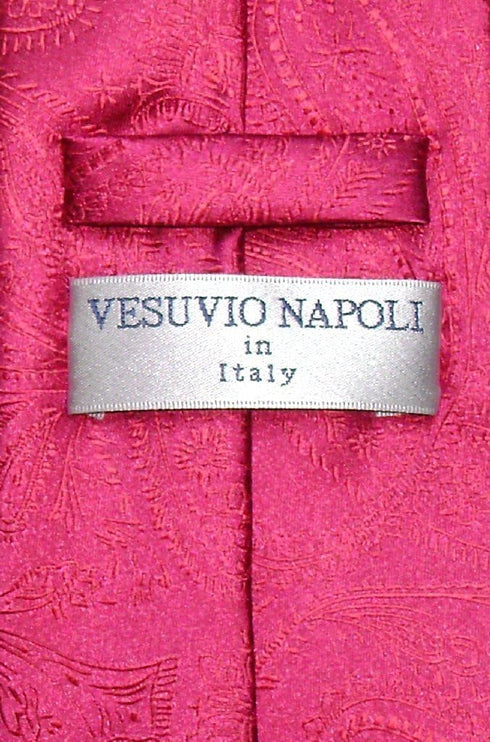 Vesuvio Napoli NeckTie HOT PINK FUCHSIA Color Paisley Design Men's Neck Tie, Hot Pink Fuchsia Fuschia, One Size...