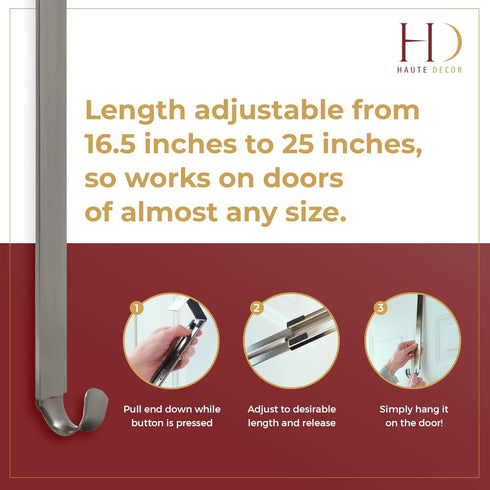 Haute Decor Adjustable Length Wreath Hanger - 20 Lb. Capacity...