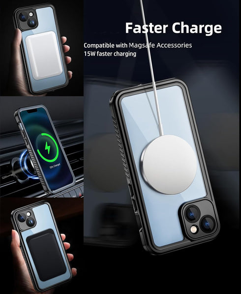 Unitedtime for iPhone 14 Case Magnetic Waterproof with Built-in Screen Protector,Compatible with MagSafe Shockproof Dustproof Heavy Duty Full Body...