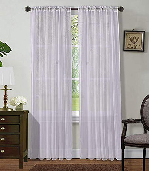 Sapphire Home White Sheer Curtains - 84 Inches Length, 2 Panels Set Sheer Drapes, Light Filtering Textured Window Curtain for Living Room, Bedroom...
