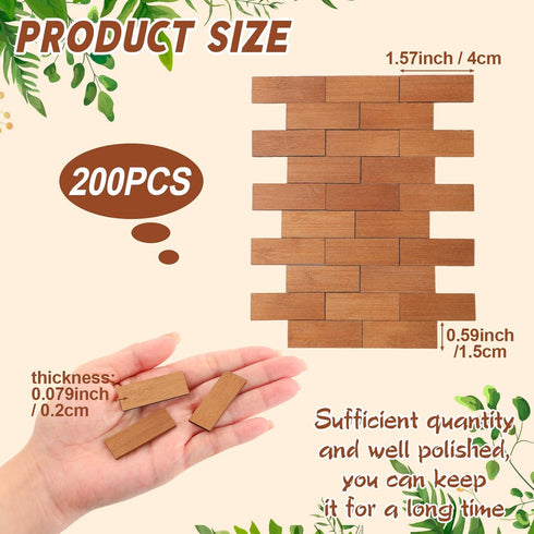 200 Pcs Miniature Dollhouse Flooring Mini Wooden Dollhouse Floor Boards 1 12 Scale Dollhouse Accessories Geometric Bamboo Doll House Furniture Woo...