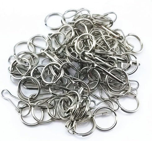 Yueton 50pcs Mini Nickel Plated Steel Lanyard Hook Split Key Ring, Hobby ID Card Key Chain Parts Key Chain Holder Connector...