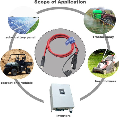 COMeap SAE to DC Adapter for Jackery Solar Panel, 3.31ft (1.01m) SAE to DC5521 Male Connector Cable with SAE Polarity Reverse Adapter DC8/6.5/5.5/...