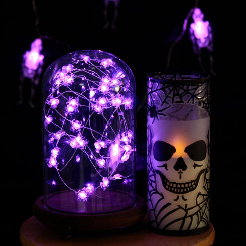 Impress Life Halloween Costume Party Spooky Spider String Lights, 10ft 40 LEDs Battery Operated with Dimmable, Flicker Remote for Porch, Trick or ...
