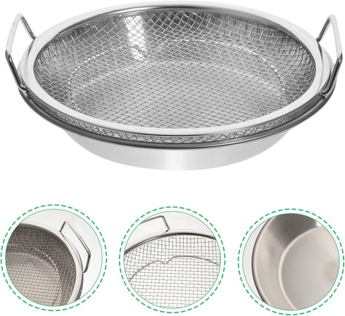 1 Set Mesh Drain Pan Oil Draining Net Egg Steamer Rack Stovetop Barbecue Grill Fried Food Serving Tray Roasting Pans for Ovens Stainless Steel Foo...