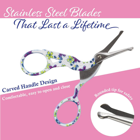 JubileeYarn Rounded Embroidery Craft Stainless Steel Stork Scissors - Small Purple - 3 Pairs...