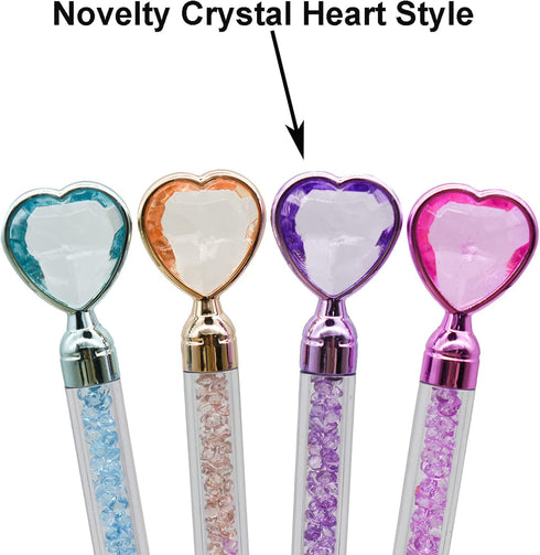 Maydahui 20PCS Heart Shaped Ballpoint Pens Retractable Bling Rhinestones Pen Colorful Crystal Quicksand Pens Black Ink for Valentine's Day School ...