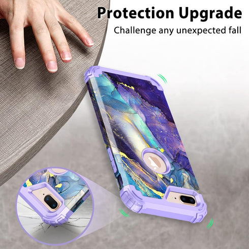 Rancase for iPhone 8 Plus/iPhone 7 Plus Case,Three Layer Heavy Duty Shockproof Protection Hard Plastic Bumper +Soft Silicone Rubber Protective Cas...