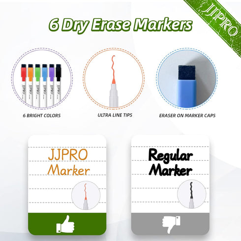 JJPRO Non-Magnetic Dry Erase Chore Chart Whiteboard for Fridge-Chore Chart for Multiple Kids- Clings to All Smooth Surfaces(e.g. Stainless Steel F...