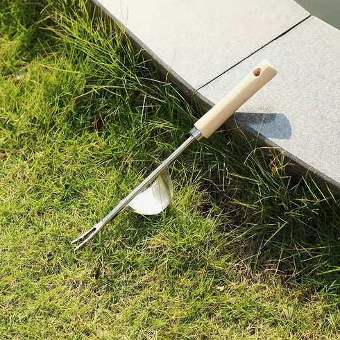 1pc Wood Handle Stainless Steel Garden Weeder, Hand Weeding Removal Cutter Puller Tools, Multifunction Weeder Transplant...