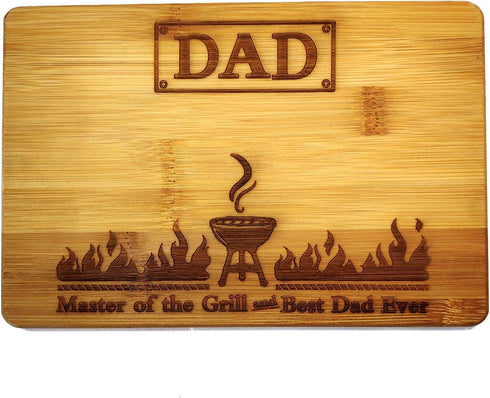 Laser Engraved Cutting Board Master of the Grill and Best Dad Ever Gift For father Birthday Gifts for Dad Personalized Cutting Board Gift Rectangl...