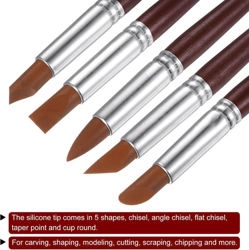 HARFINGTON 5pcs Silicone Clay Sculpting Tool Pottery Modelling Shaper Carving Tool Rubber Tip Shaping Pen for Ceramic Sculpture Polymer Clay, Brow...