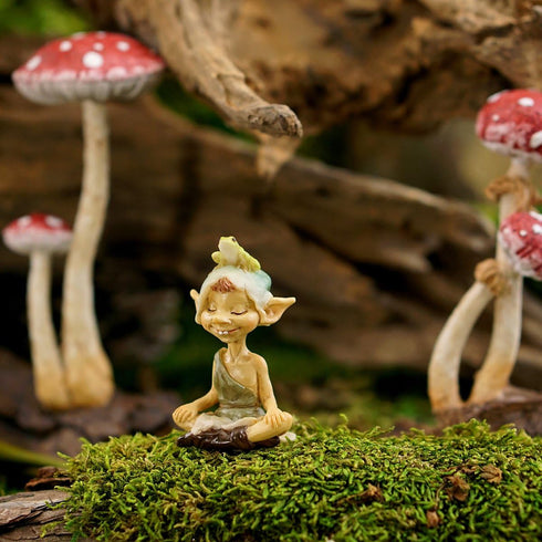 Top Collection Miniature Fairy Garden and Terrarium Pixie Meditating with Frog Figurine...