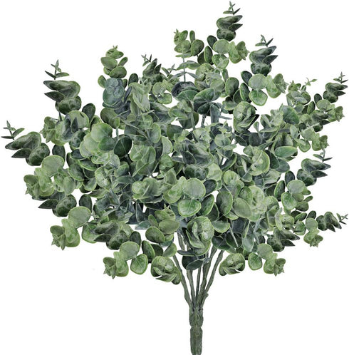 Supla 3 Pcs Realistic Eucalyptus Leaves Bushes Artificial Greenery Stems Faux Eucalyptus Branches in Grey Green 14.6" Tall for Vase Bouquets Wreat...