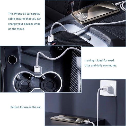 DTOL USB C to USB C Cable (6.6ft Nylon Braided), 60W/45W/36W/30W/20W/18W Fast Charging, Compatible with iPhone15/iPad/MacBook, Samsung and More...