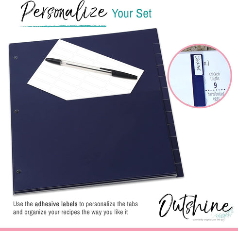 Outshine 12-Pack Recipe Binder Dividers for 3 Ring Binder, Sunflower | 8.5" x 11" Thick Cardstock Binder Dividers with Tabs | includes 28 Adhesive...