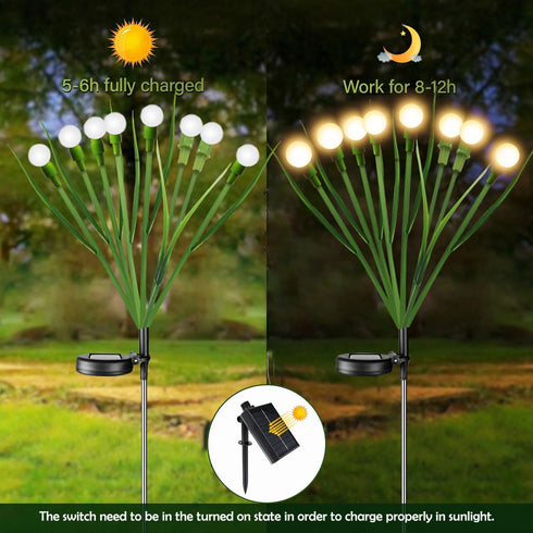 Firefly Lights Solar Outdoor Green Stem Twinkle,Swaying Garden Lights with Leaves,Landscape Path Light,Weatherproof Flickering Bubble Path Décor f...