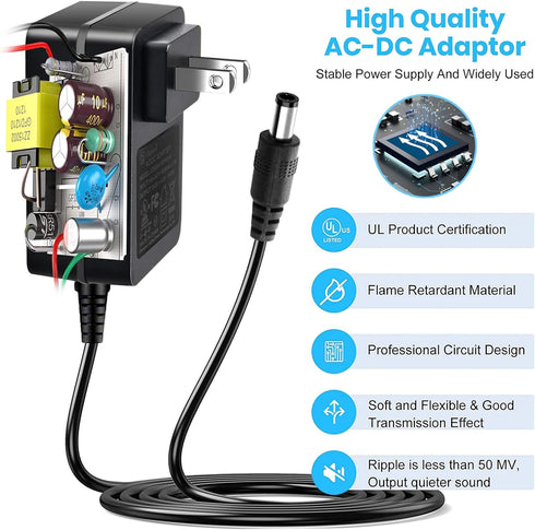 5V 3A DC Power Supply, 5 Volts 2A 1.5A 1A AC Power Adapter Charger, fit for 5Vdc Graco Baby Swing, Hello Baby Monitor, Sony Bluetooth Speaker Powe...