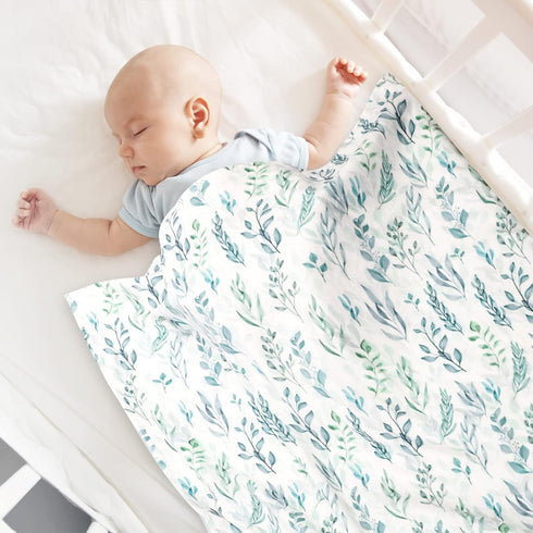 Baby Blanket Green Leaf, Soft Warm Baby Blanket for Girl and Boy, Toddler Baby Newborn Plush Dot Security Blanket for Nursery Stroller Infant Crib...