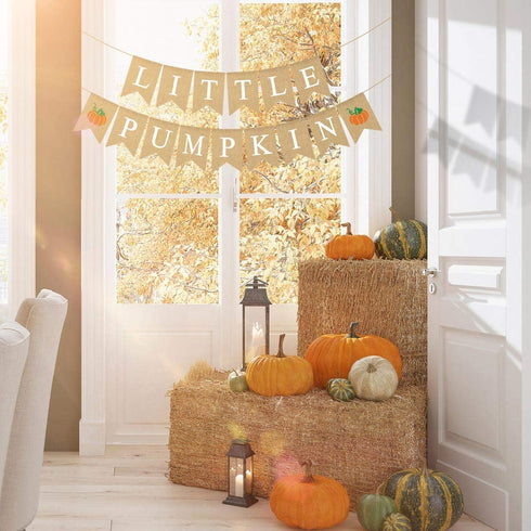 Jute Burlap Little Pumpkin Banner Fall Baby Shower Gender Reveal Birthday Party Garland Decoration...