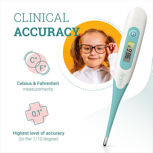 OCCObaby Clinical Digital Baby Thermometer - LCD, Flexible Tip, 10 Second Quick Accurate Fever Read Rectal Oral & Underarm Use Waterproof Thermome...
