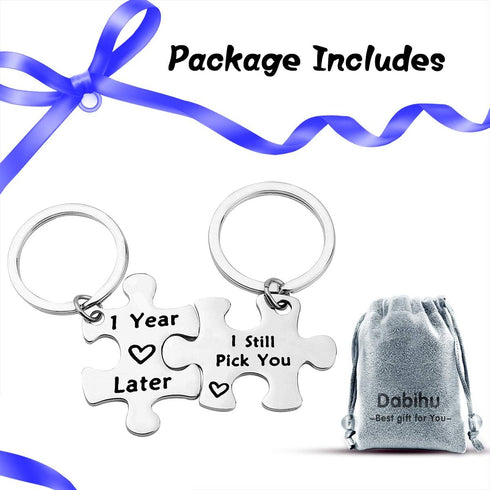 Anniversary Keychain Gifts for Her Him 1 Years Later I Still Pick You Key Ring Jigsaw Puzzle Piece Matching Pendant Keychain Set Couple Best frien...