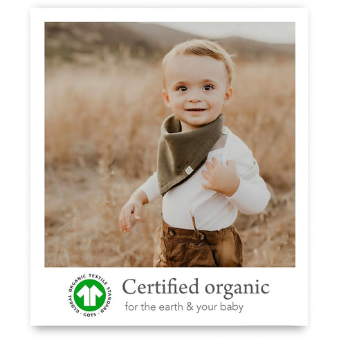 Kishu Baby Indi - Premium GOTS Certified Organic Bandana Scarf Bib, Dual Layer, 4-Way Reversible Baby Bandana Bib, Muslin Baby Bibs for Boys or Gi...