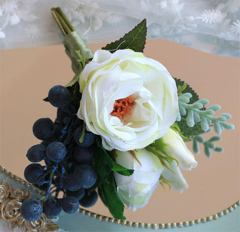 Jackcsale Bridegroom Boutonniere Groom Men's Boutonniere Boutineer with Pin for Wedding Prom Homecoming Ivory Pack of 4...