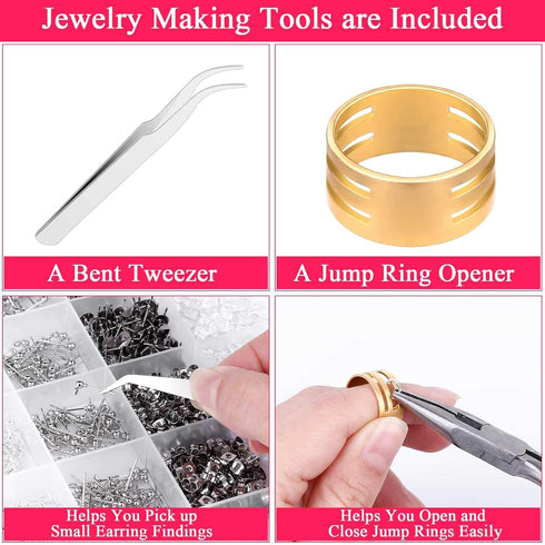 Cludoo Earring Making Kit - 2393 Pcs Hypoallergenic Earring Hooks, Posts, Backs, Studs & Tools for Jewelry DIY Making & Repair...